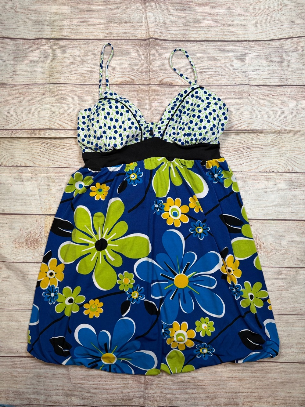My Michelle Blue‎ Lime Yellow Babydoll Floral Mini Dress
